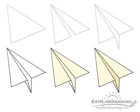 How To Draw A Paper Airplane Step By Step Easylinedrawing