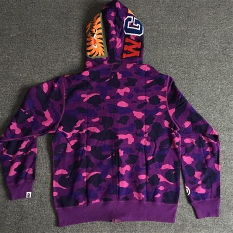 Bape Jackets And Coats Bape Purple Camo Shark Hoodie Poshmark