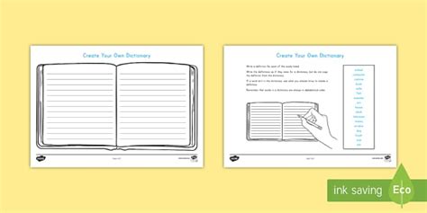 Vocabulary Dictionary Template Twinkl Twinkl