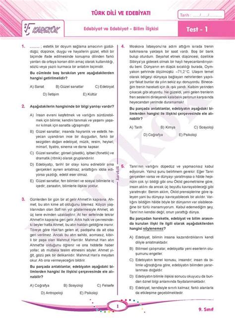 9.SINIF TÜM DERSLER SORU BANKASI | Karekök Yayıncılık