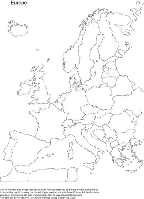 Free outline map of europe. Europe Coloring Map - Coloring Home