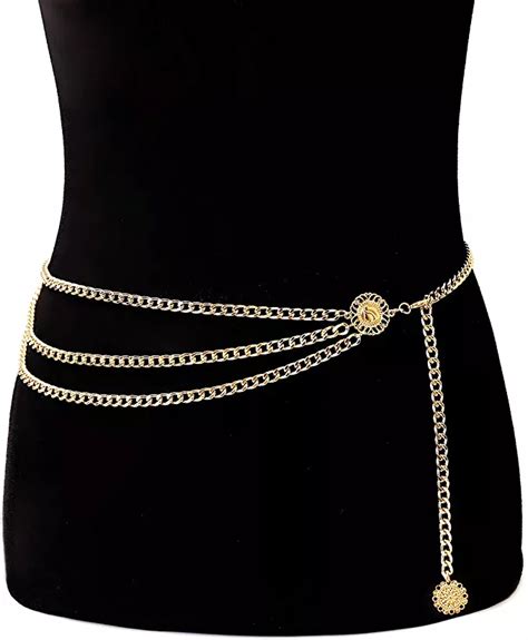 Glamorstar Multilayer Metal Waist Chain Dress Belts Metal Belt For