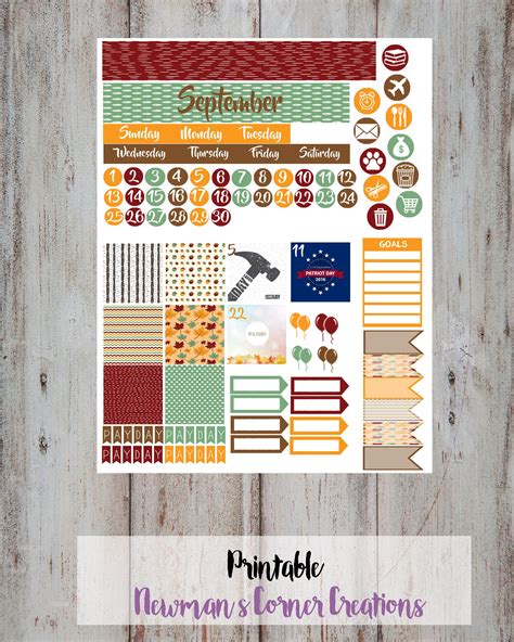 Monthly Kit September Newmans Corner Free Planner Stickers Free