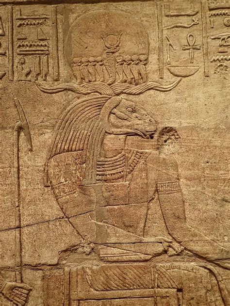 Closeup Of Relief Depicting The Ram Headed Amun Re On The Shrine Of The