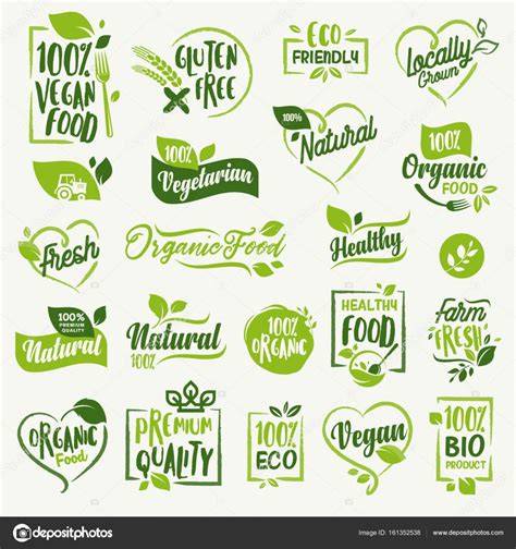 Organic Food Farm Fresh And Natural Product Labels And Badges