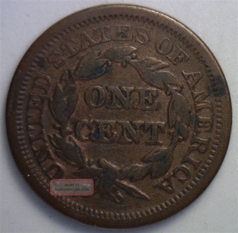 1851 Braided Hair Large Cent Copper Type Coin One Cent United States