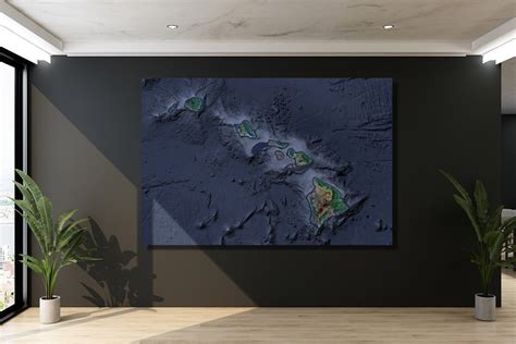Hawaii State Satellite Map 2022 Canvas Wrap