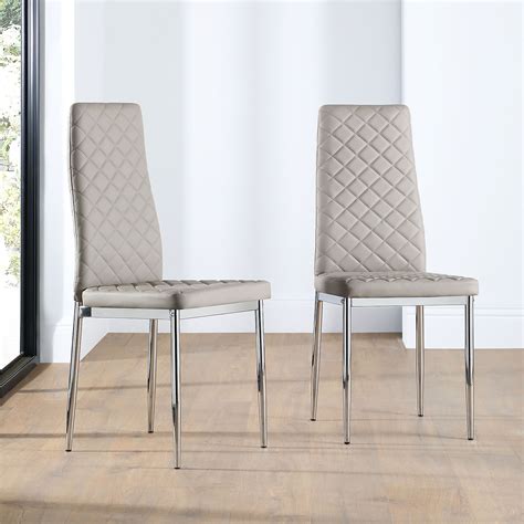 Get 5% in rewards with club o! Renzo Taupe Leather Dining Chair (Chrome Leg) | Furniture Choice