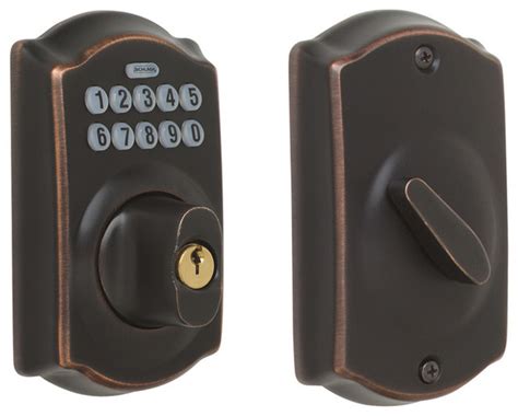Schlage Camelot Aged Bronze Keypad Deadbolt Modern Door Hardware