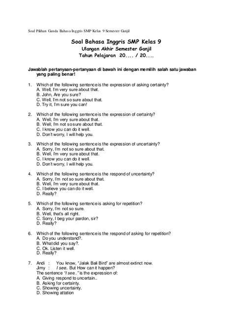 Soal Pilihan Ganda Intention Kelas 10 Contoh Soal Pelajaran Riset