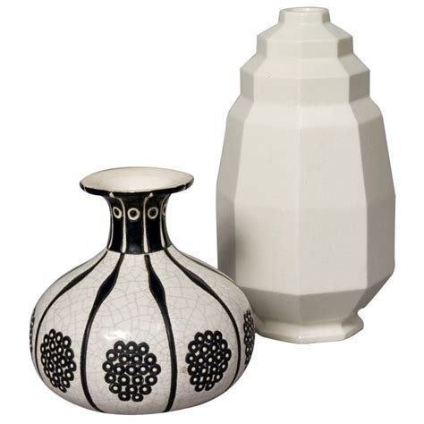 Two French Art Deco Ceramic Vases Longwy And St Clement At 1stdibs