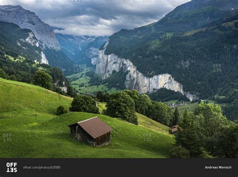 Landscape Of A Valley In The Swiss Alps Lauterbrunnen Switzerland