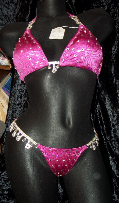 Style 1051 Hot Pink Hologram Competition Bikini With Rhinestone