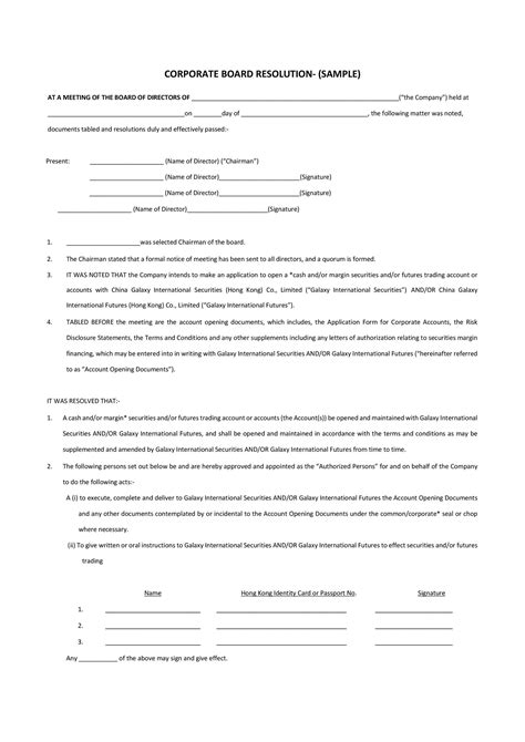 37 Printable Corporate Resolution Forms Templatelab
