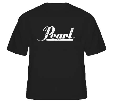 Pearl Drums White Distressed Logo T Shirt Pearl Drums Punk Art