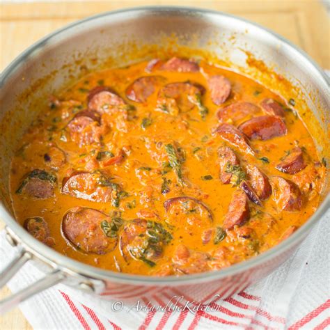 Picture courtesy of peace love and low carb. Spinach Sausage Pasta | Art and the Kitchen