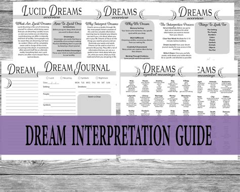 Dream Interpretation Guide Pack Dream Cheat Sheets Dream Journal Page