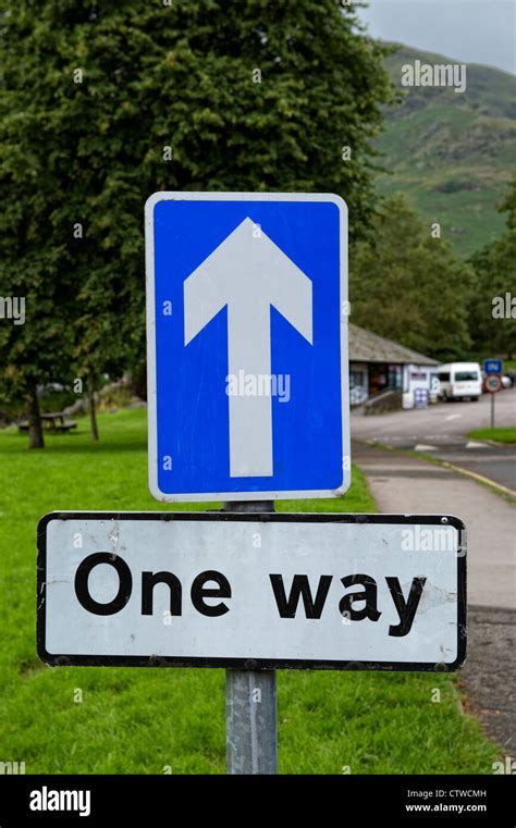 One Way Road Sign Stock Photo Alamy