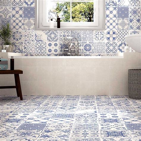 Shop a range of bathroom floor tiles at porcelain superstore. Tangier Blue | Spanish style bathrooms, Bathroom floor ...