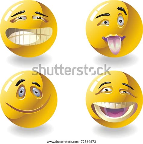 Four Smiley Faces Expressing Different Emotions Stock Vector Royalty