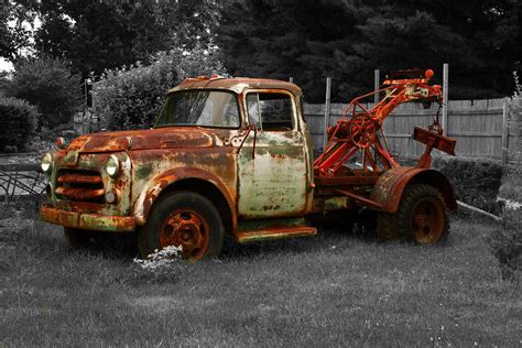 rusty tow truck by michael porchik tow truck trucks old dodge trucks