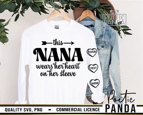 This Nana Wears Her Heart On Her Sleeve Svg Png Nana Valentine Svg Nana Mothers Day Svg