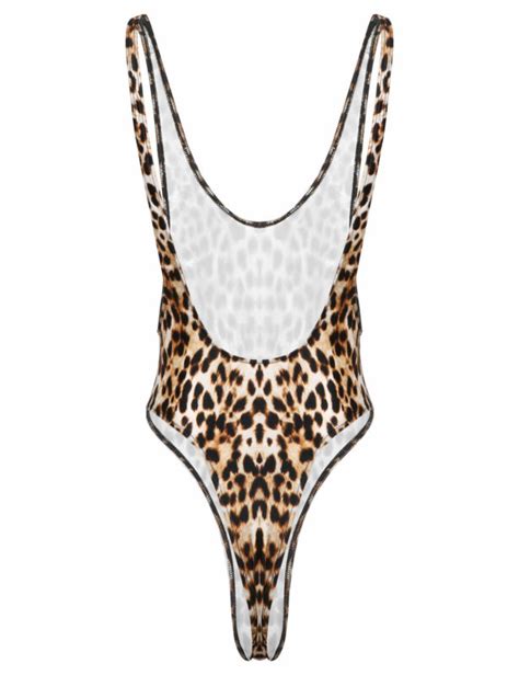 Mens Leopard Print Backless Leotard Thong Bodysuit Underwear Mankini