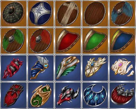 A Set Of Medieval Hand Painted Shield Icon Pack Perfect For Rpg