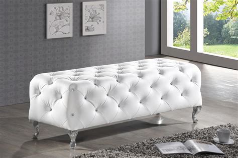 Baxton Studio Stella Crystal Tufted Modern Bench In White