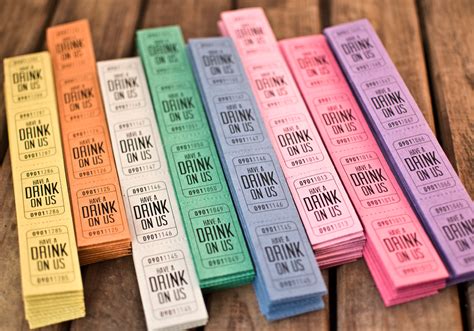 Drinks Tickets Fairgroundcarnival Style For Weddings And Events かわいい