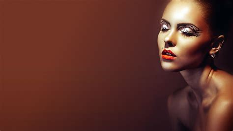 masaüstü yüz kadınlar model portre basit arka plan kapalı gözler kırmızı makyaj