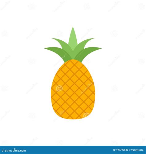 Cartoon Pineapple Vector Cute Silhouette Exotic Simple Icon Pineapple