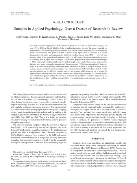 In the password is dead: (PDF) Samples in Applied Psychology: Over a Decade of Research in Review
