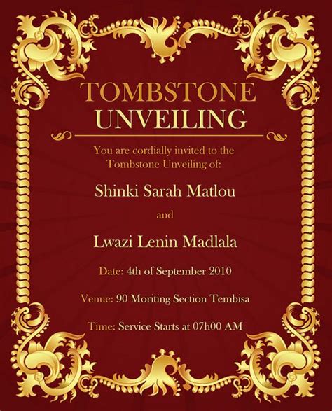 Tombstone Unveiling Invitation Templates Editable