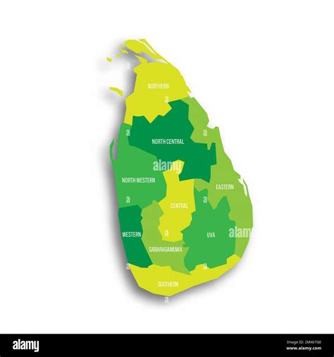 Sri Lanka Political Map Of Administrative Divisions Stock Vector Image