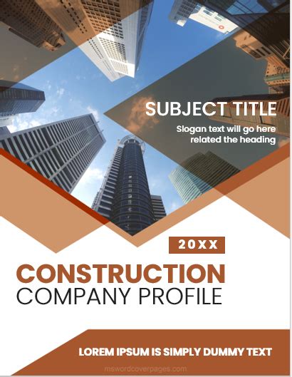 Construction Company Profile Cover Page Templates Download