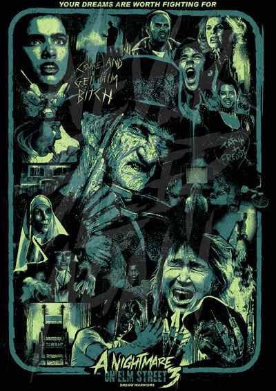 A Nightmare On Elm Street 3 Collage Green Freddy Krueger Horror Show