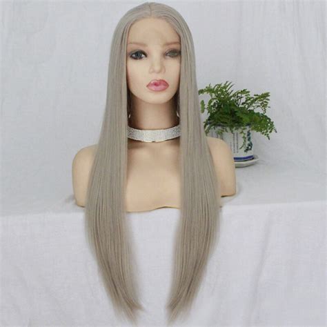 dlme ash blonde wigs 26 inches long straight heat resistant hair synthetic lace front wig with