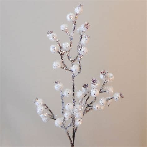 Artificial Snowberries Branch With Glitter Frosting Christmas Decorations