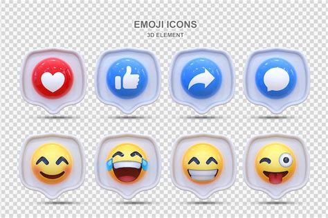 Premium Psd Set Of Social Media Reaction 3d Emoticon