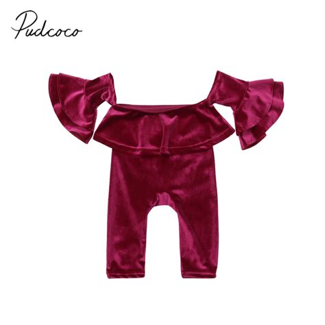 2018 Brand New Toddler Kid Baby Girl Velvet Jumpsuit Ruffle Romper Off