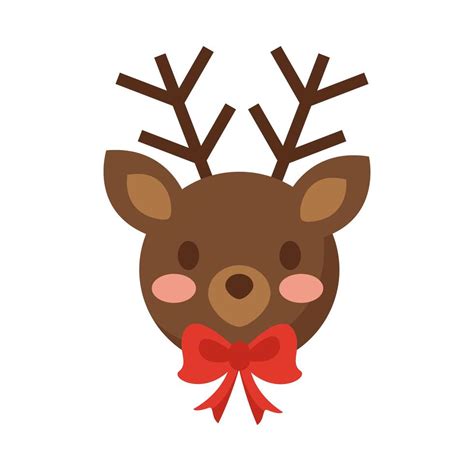 Happy Merry Christmas Reindeer With Bow Flat Style Icon 2477093 Vector