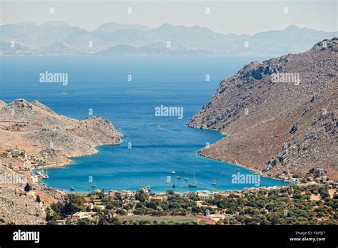 The Bay Of Pedi In Symi Island Greece Stock Photo Alamy