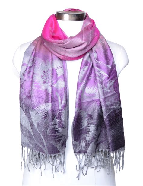 Oussum Womens Scarfs Floral Long Scarves Shawl Wraps For Ladies Girls Pink And Purple