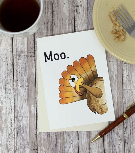 Moo Funny Thanksgiving Card Etsy Happy Thanksgiving Cards