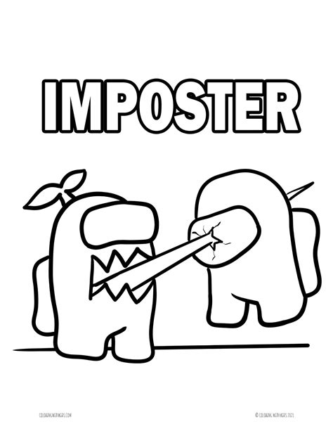Among Us Coloring Page Imposter - Coloring with Kids | Disney coloring
