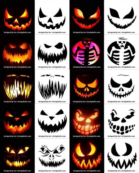 20 Carved Pumpkin Face Stencils