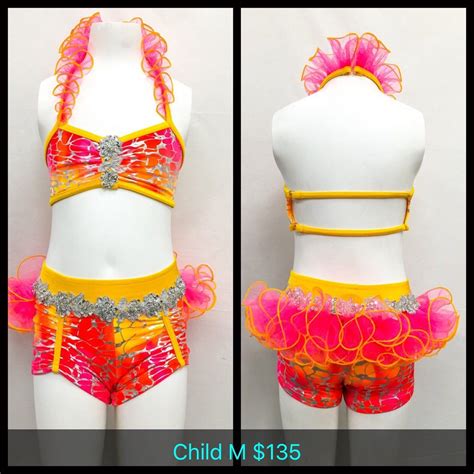 Pink Orange Yellow With Silver Dance Costume Jazz Costumes In 2019