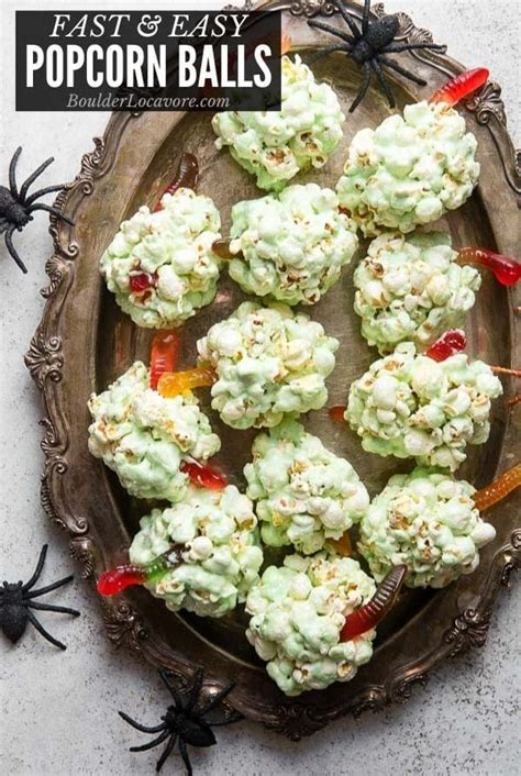 Easy Popcorn Balls With Gummy Worms For Halloween Only 5 Ingredients