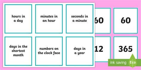 Time Facts Matching Cards Teacher Made